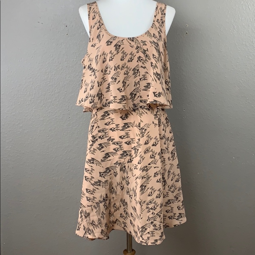 BCBGeneration abstract print flounce tank dress